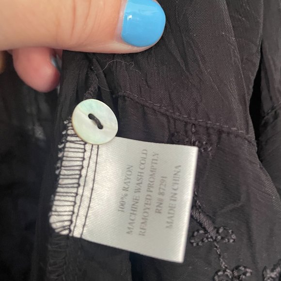 Johnny Was Semi Sheer Floral Embroidered Button Down Shirt. Size XS - Picture 3 of 8